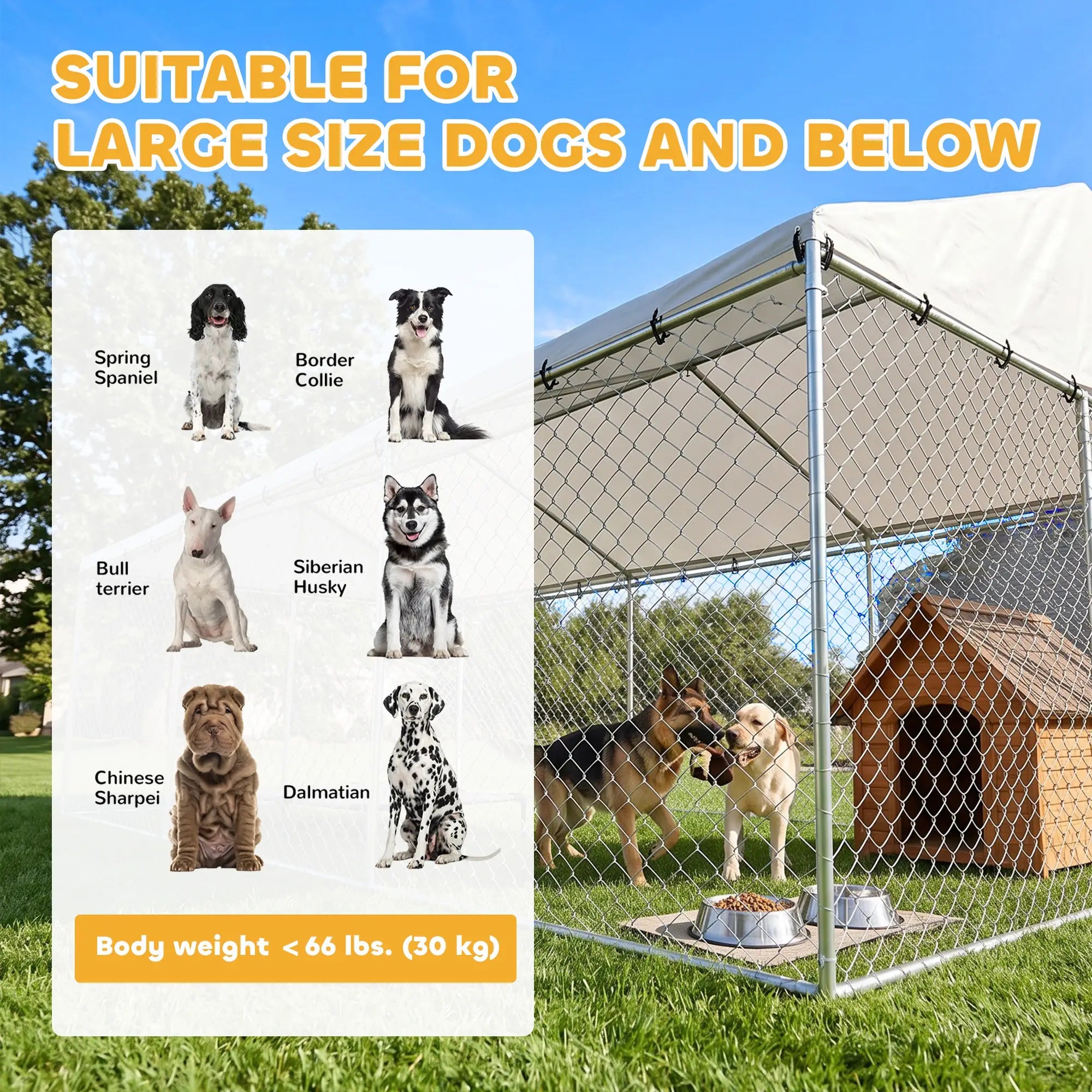 Heavy Duty Outdoor Dog Kennel, Waterproof Roof, Secure Latch, 19.7' x 19.7' x 8.9' Dog Kennels at Gallery Canada