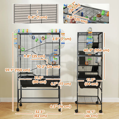 5 Tier Rolling Hamster Cage, 7" Deep Tray, Exercise Wheel, Tube System Hamster Cages at Gallery Canada