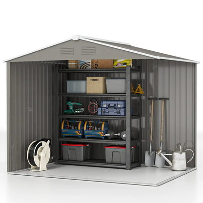 8' x 6' Metal Storage Shed, Lockable Doors, Vents, Light Grey Sheds at Gallery Canada