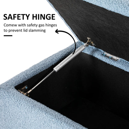 Modern Storage Bench, Ottoman with Teddy Velvet Upholstery, Blue Storage Ottomans & Benches at Gallery Canada