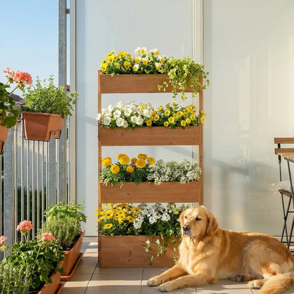4-Tier Raised Garden Bed, 33.5" x 18" x 55" Vertical Wooden Planter Box Elevated Garden Beds at Gallery Canada