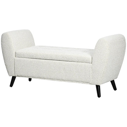 Upholstered Storage Bench with Arms, Modern Ottoman, Cream White Storage Ottomans & Benches at Gallery Canada