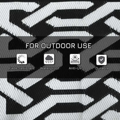 Reversible Outdoor Rug, Waterproof, 9' x 18', Chain, Black and White Outdoor Reversible Rugs at Gallery Canada