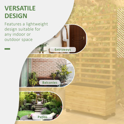 Wooden Planter With Trellis, Raised Garden Bed, 30" x 12" x 61", Nature Wood Wooden Planter Boxes at Gallery Canada