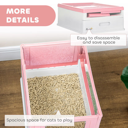 Enclosed Kitty Litter Box, Large, with Scoop, Tray, Pink Cat Litter Box Enclosures at Gallery Canada