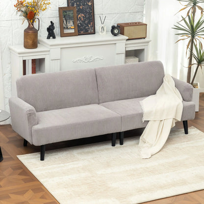 Modern 3 Seater Sofa, Corduroy Loveseat, Rubberwood Legs, Beige 3-Seater Sofas at Gallery Canada