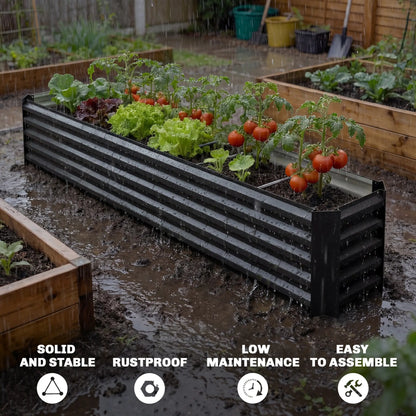 8 x 1.3 x 1.5ft Galvanized Raised Garden Bed, Reinforced Planter Box, Black Galvanized Planter Boxes at Gallery Canada