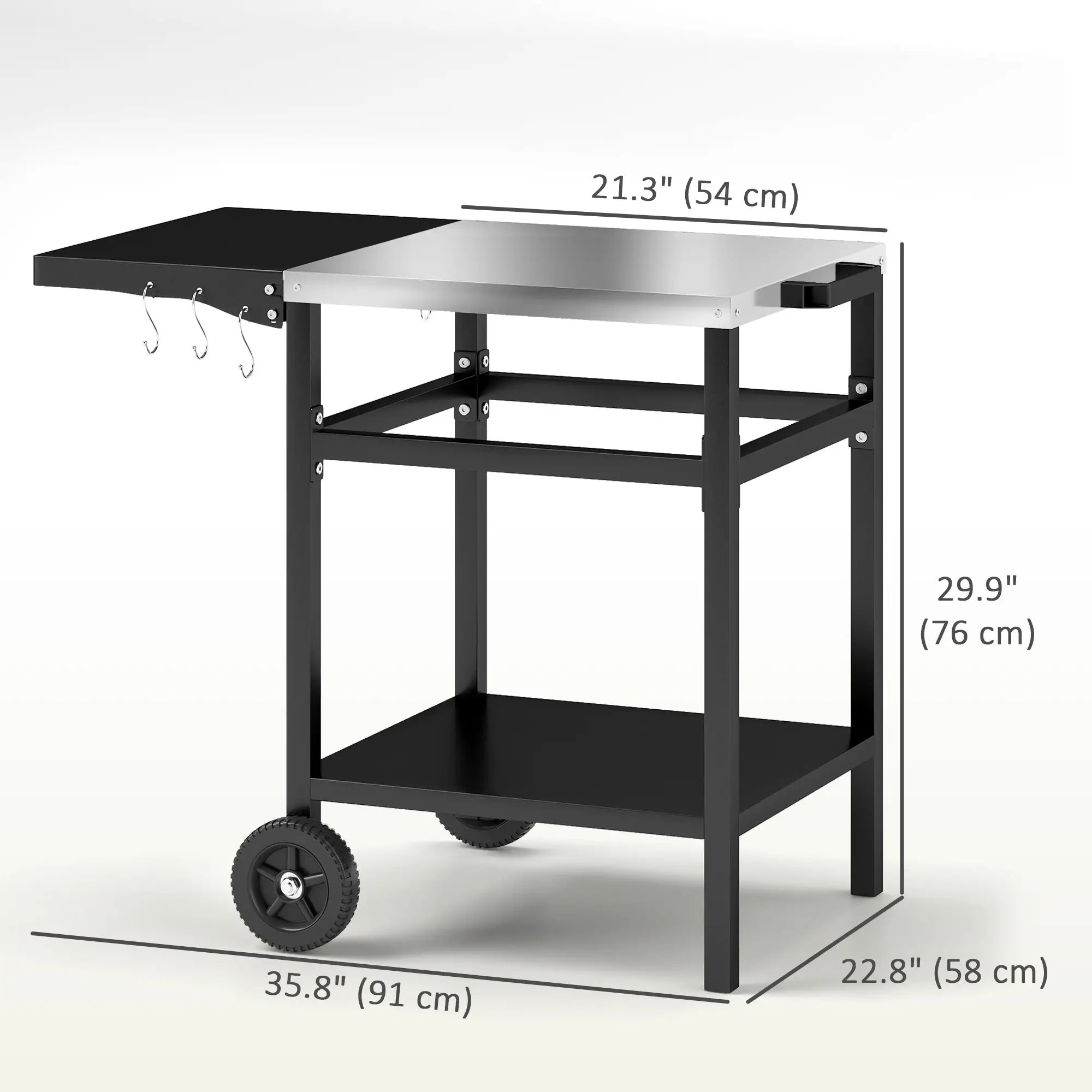 Outdoor Grill Cart With Stainless Steel Top, Foldable Side Table, Black Outdoor Grill Carts at Gallery Canada