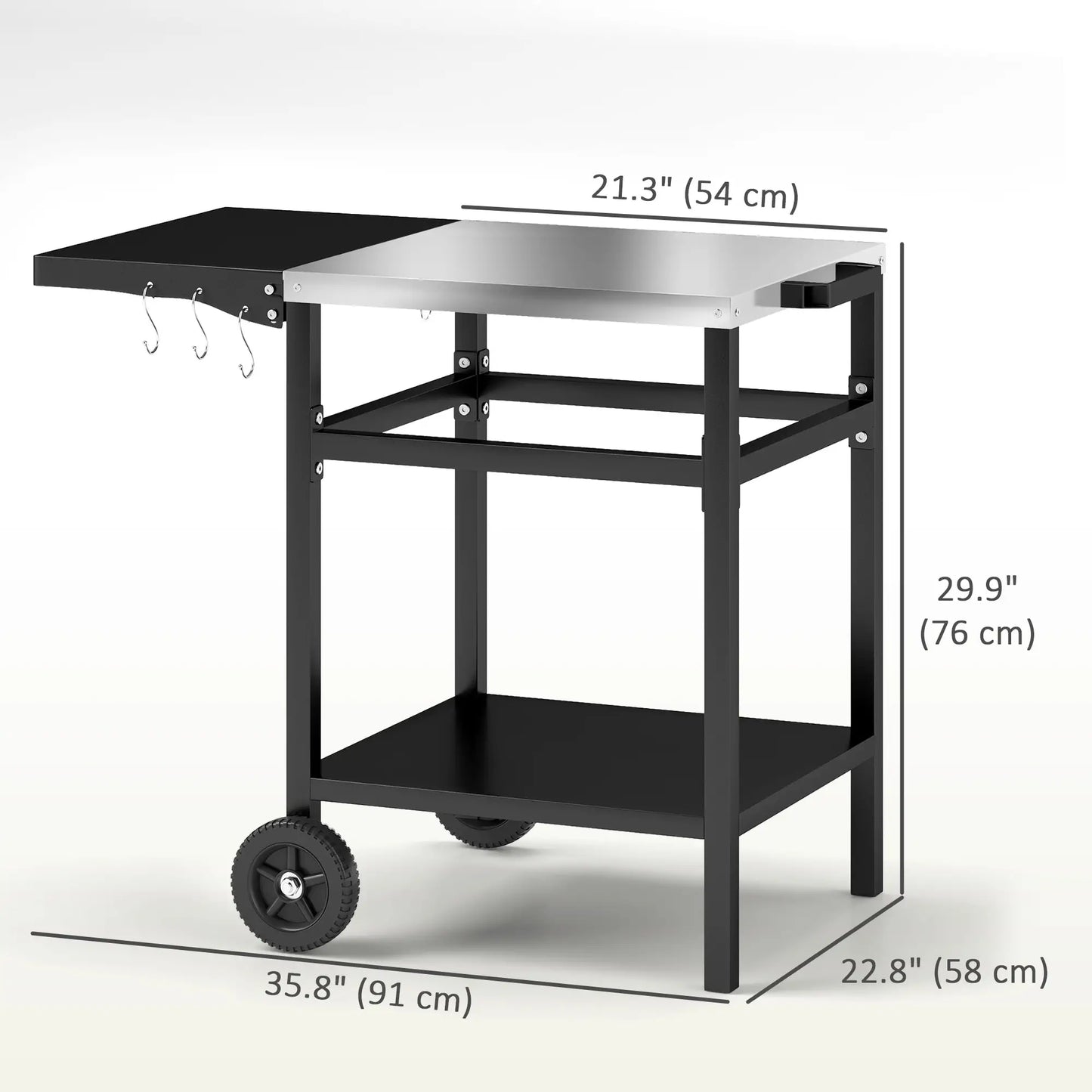 Outdoor Grill Cart With Stainless Steel Top, Foldable Side Table, Black Outdoor Grill Carts at Gallery Canada