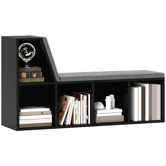 5-Cube Bookshelf with Storage, Cushioned Nook, Distressed, Black Bookshelves & Bookcases Distressed Black, Grey at Gallery Canada