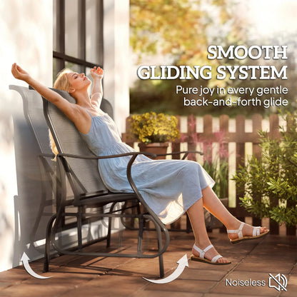 Garden Double Gliding Chair, Steel Frame, Mesh Seat Backrest, Black Outdoor Gliders at Gallery Canada