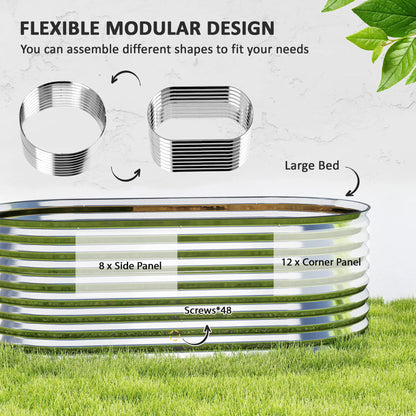 5 x 2.5 x 2ft Galvanized Raised Garden Bed, Oval Planter Box, Silver Raised Garden Beds at Gallery Canada