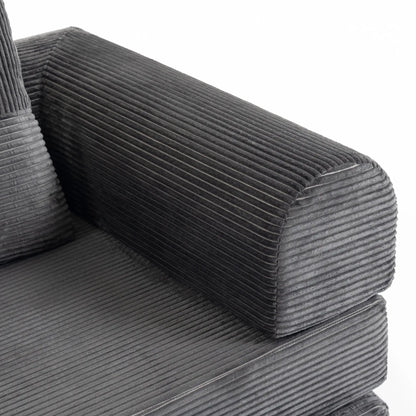 Canapé-lit convertible 5-en-1, causeuse en forme de L, gris foncé, gris foncé