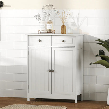 Freestanding Bathroom Cabinet, 2 Door, 2 Drawers, Adjustable Shelf, White Bathroom Cabinets at Gallery Canada