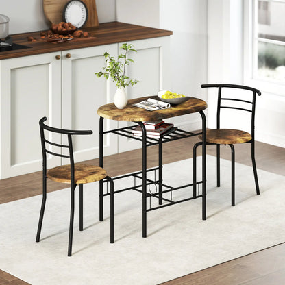 Dining Table Set Of 3, Kitchen Table And Chairs, Rustic Brown Dining Table Sets at Gallery Canada