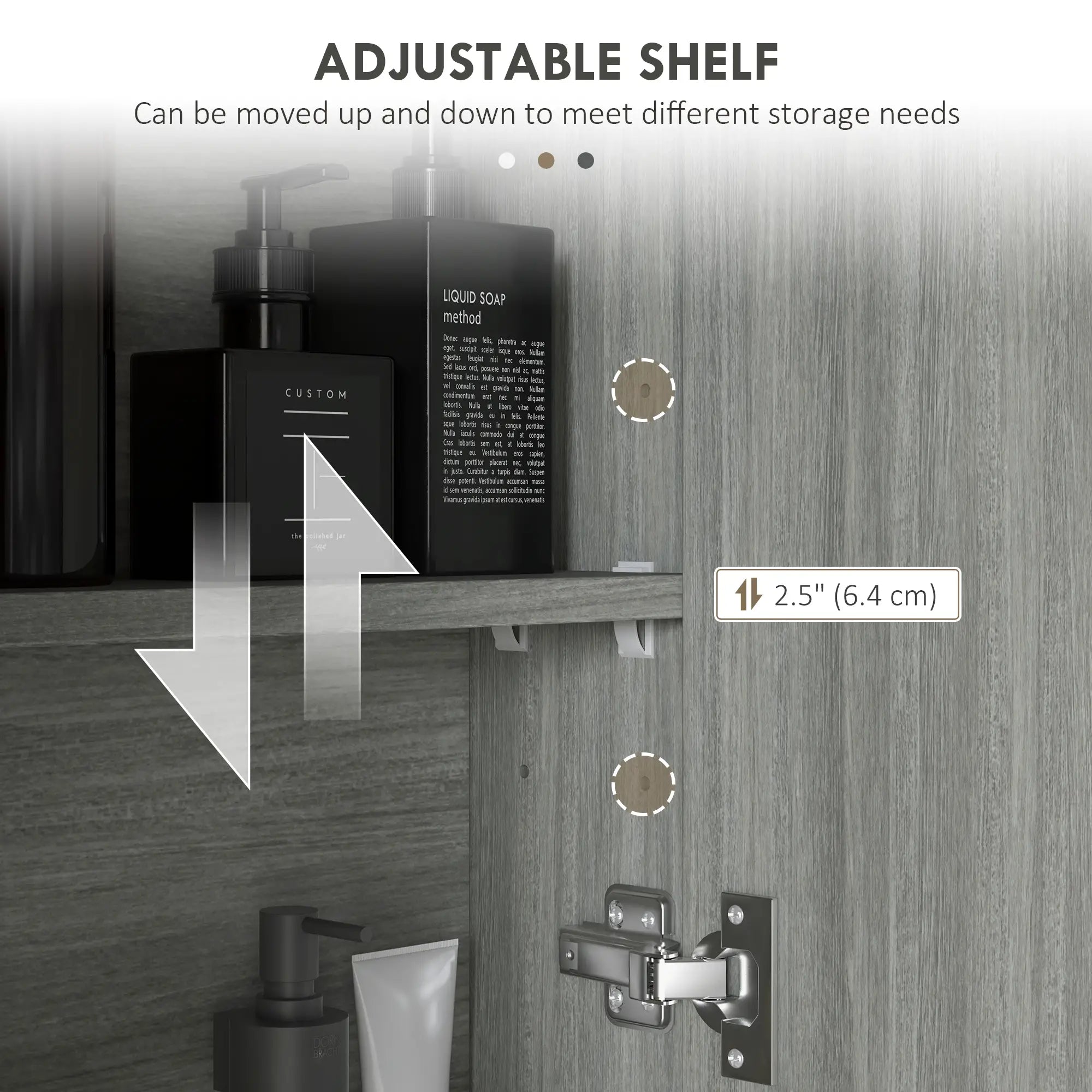 Wall Mount Mirrored Medicine Cabinet, Adjustable Shelf, Double Soft Closing Doors, Grey Mirror Medicine Cabinets at Gallery Canada