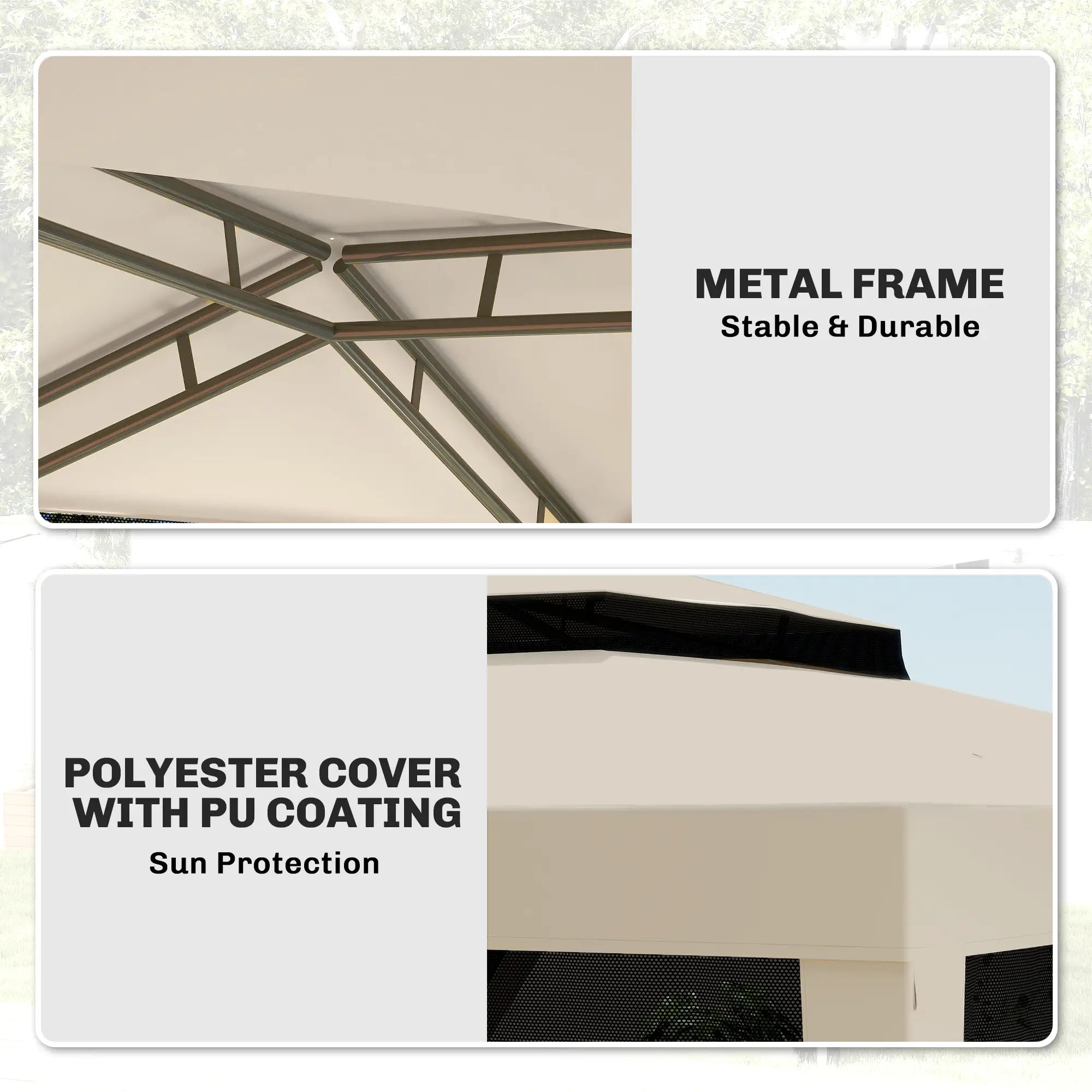 10' x 10' Outdoor Canopy Tent With Mesh Netting, Double Tier Roof, Beige Gazebos at Gallery Canada