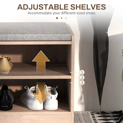 Upholstered Shoe Storage Bench With Seat, Drawer, 6 Shelves, Grey Shoe Storage Cabinets & Racks at Gallery Canada