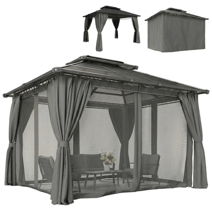 10' x 12' Outdoor Gazebo, Double Roof Hardtop, Polycarbonate Roof, Steel Frame Gazebos at Gallery Canada
