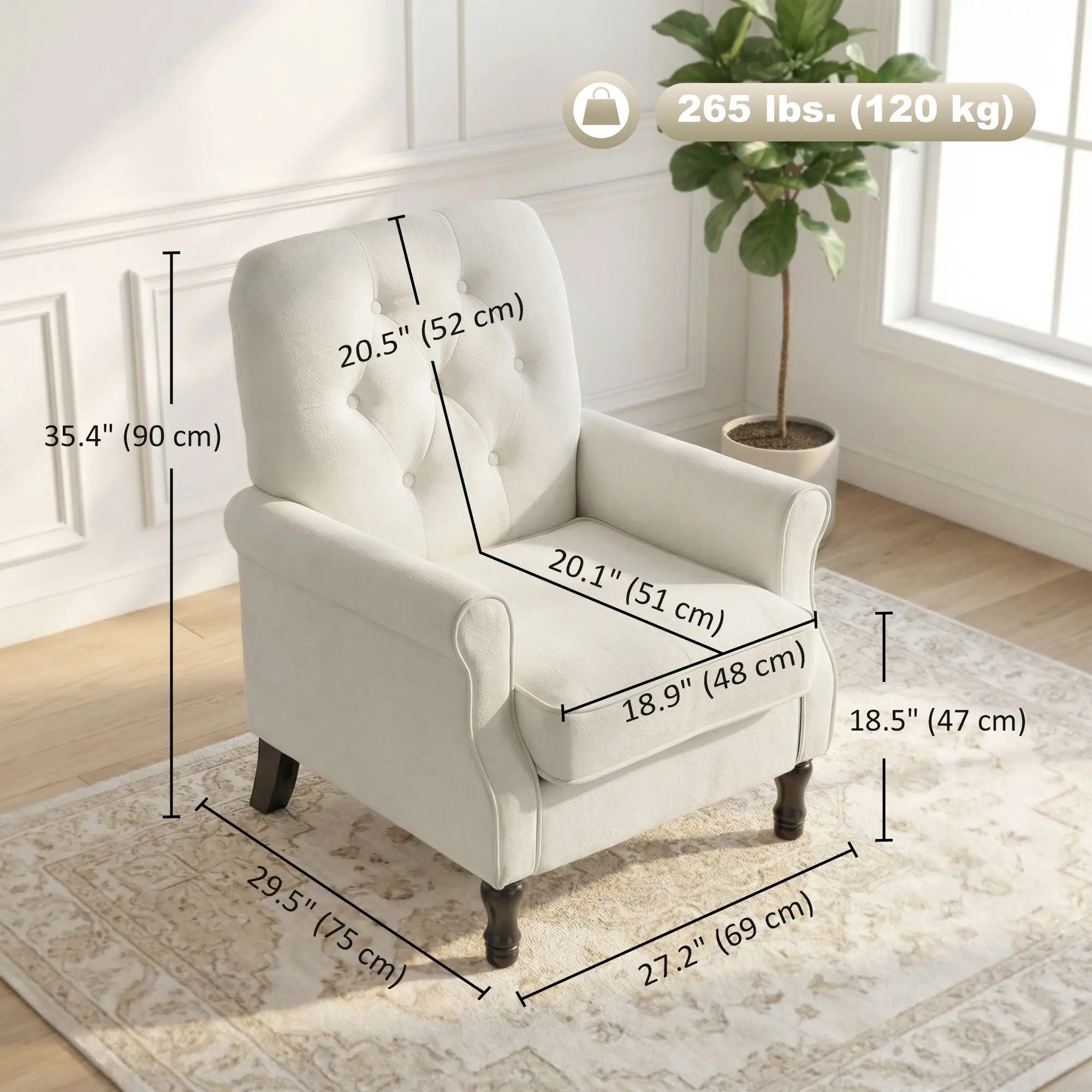 Accent Chair, Mid-Century Modern Armchair, Cream White Single Sofas at Gallery Canada