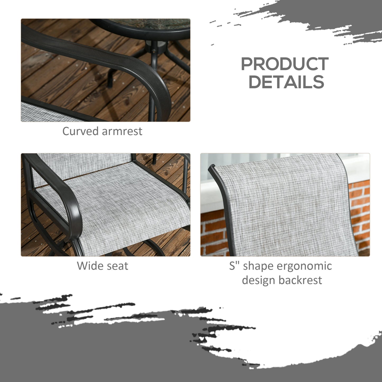 2-Piece Swivel Patio Dining Chairs, 360° Swivel, Breathable Mesh Seat, Dark Grey Patio Chairs at Gallery Canada