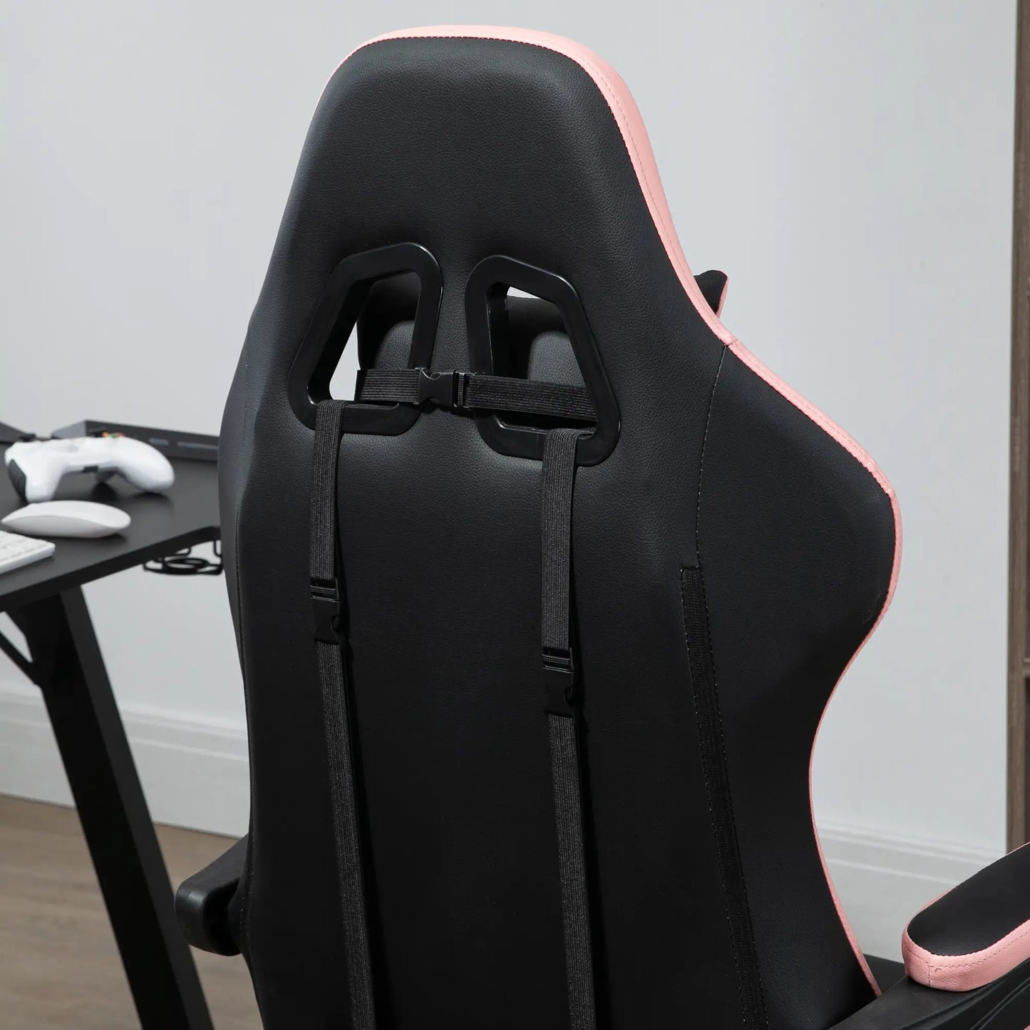 Gaming Chair, PU Leather Office Desk Chair with Footrest, Swivel Wheels, 135° Reclining Back, Black Video Game Chairs at Gallery Canada