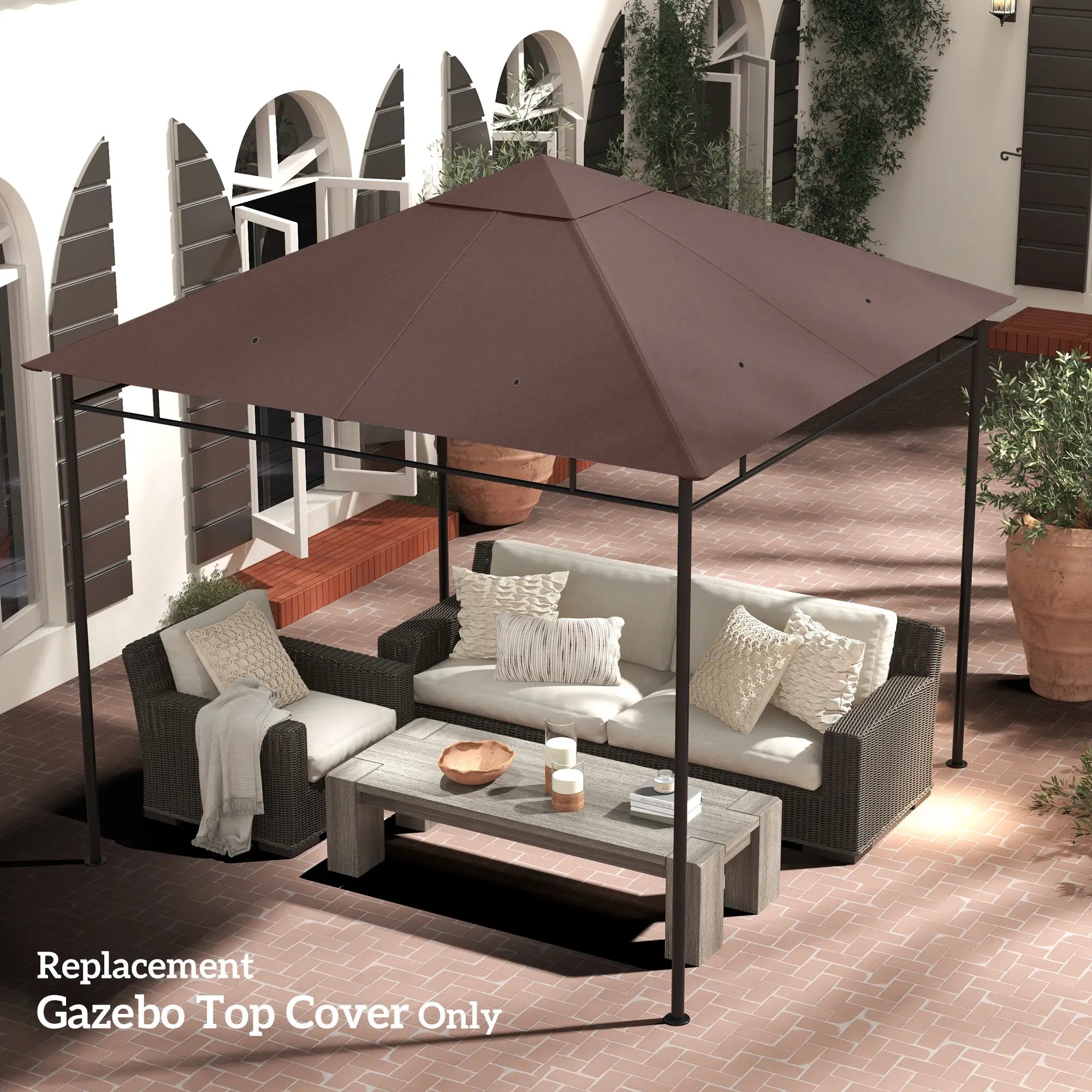 10' X 10' Square Replacement Gazebo Canopy Top, UV Protected, Coffee Gazebo Canopy Replacement at Gallery Canada