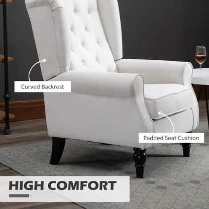 Fabric Accent Chair, Button Tufted Armchair, Upholstered Wingback Chair, White Accent Chairs at Gallery Canada