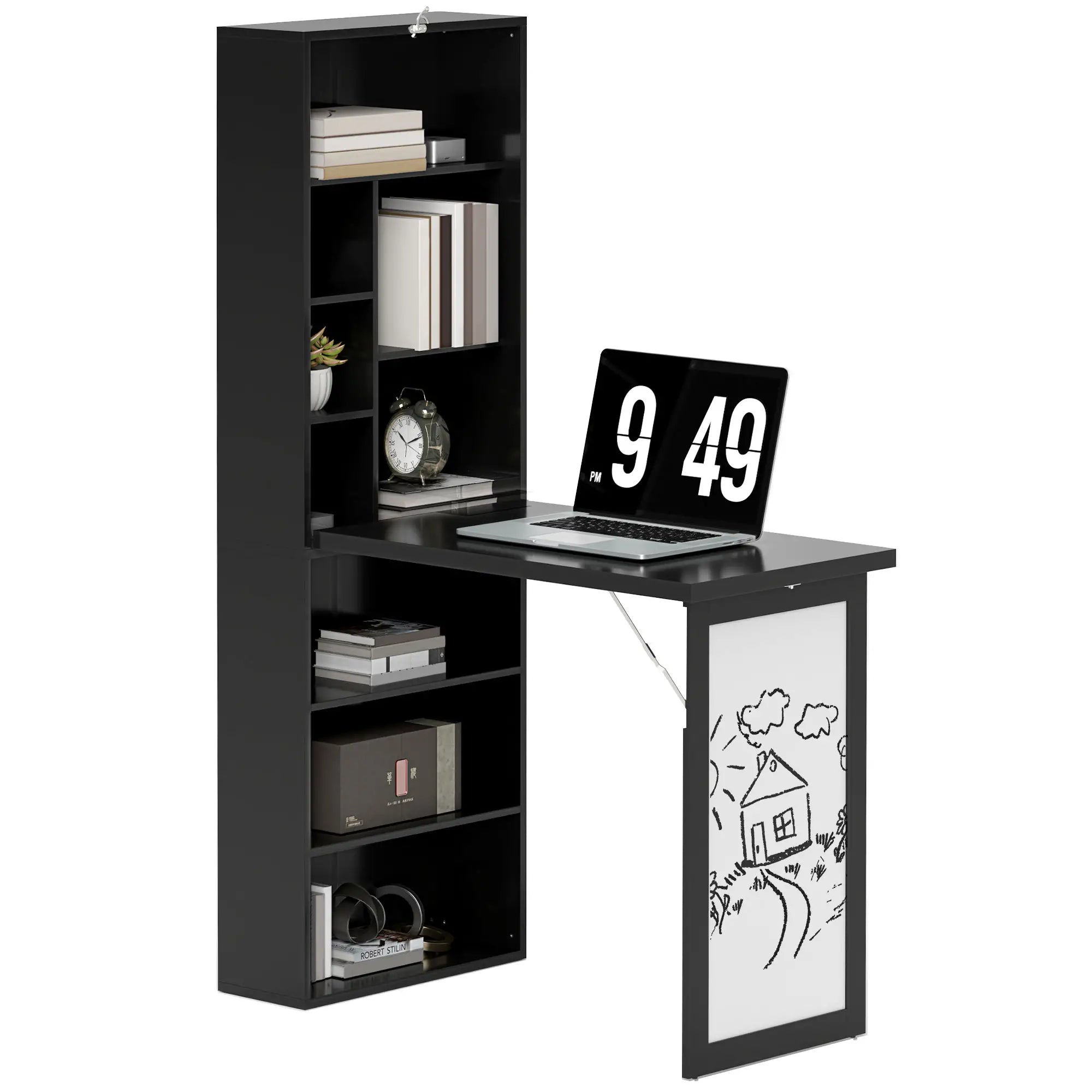 Fold-Out Convertible Office Desk, Wall Mount, Black Writing Desks at Gallery Canada