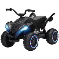 12V Kids ATV, Dual Motors, Rear Suspension, 2.2 MPH, Light-Up Wheels, Black