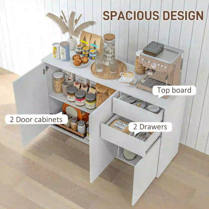 Modern Kitchen Sideboard, Coffee Bar with 2 Drawers, White Kitchen Pantry Cabinets at Gallery Canada