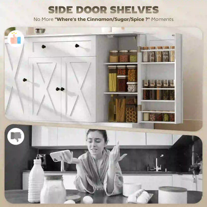 Farmhouse Sideboard Buffet Cabinet, Adjustable Shelves, Barn Doors, White Bar Cabinets at Gallery Canada