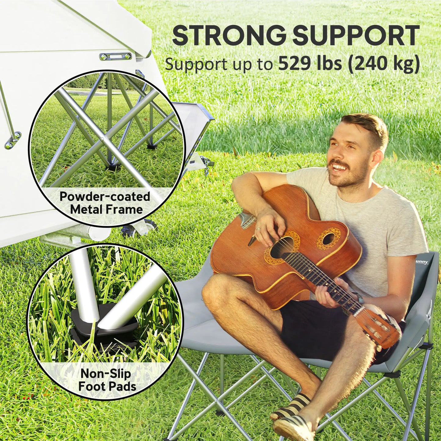 Double Camping Chair, Oversized Loveseat, Heavy Duty, Supports 529 lbs Picnic Tables & Camping Chairs at Gallery Canada