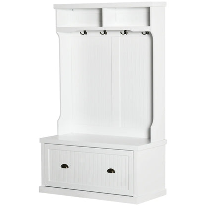 Modern Hall Tree, Coat Rack With Shoe Storage Bench, 3-in-1 Wardrobe, White Clothing Storage at Gallery Canada