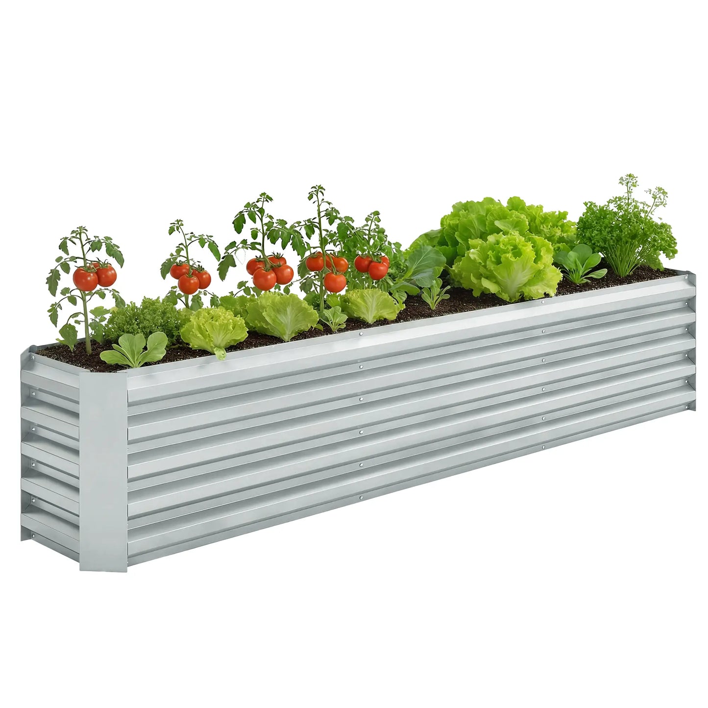 8 x 1.3 x 1.5ft Galvanized Raised Garden Bed, Outdoor Planter Box, Silver Galvanized Planter Boxes at Gallery Canada