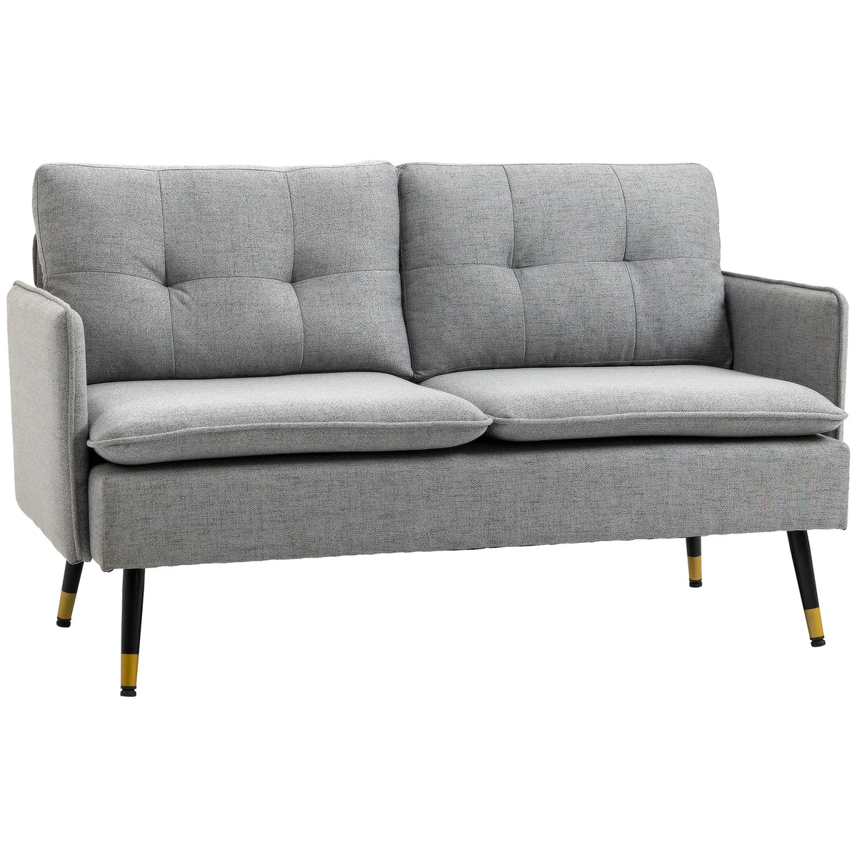 Linen Loveseat Sofa With Steel Legs, 55 Inch, Grey 2-Seater Sofas Grey at Gallery Canada