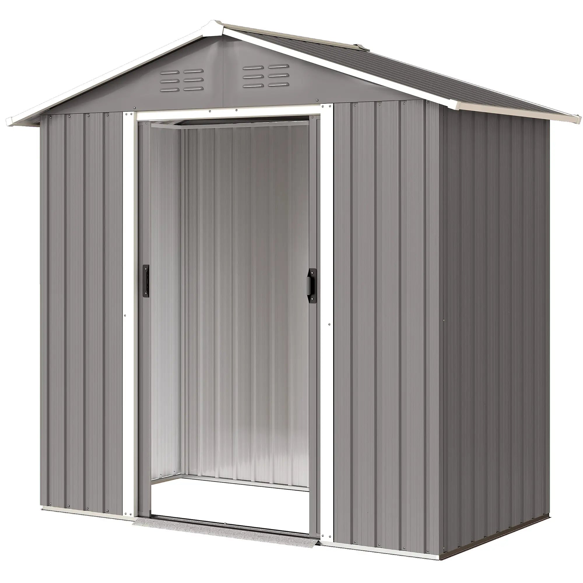 6.5x3.5ft Metal Garden Storage Shed, Double Sliding Doors, Light Grey Sheds Light Grey at Gallery Canada