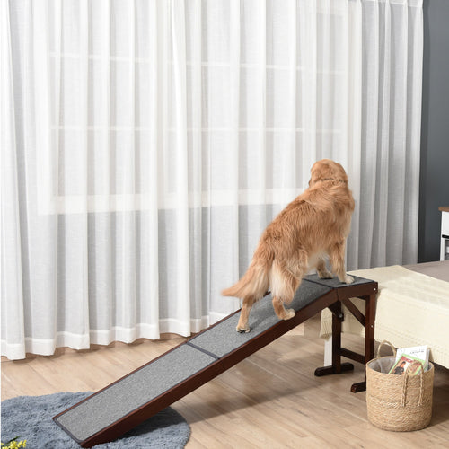 Pet Ramp Bed Steps for Dogs Cats Non-slip Carpet Top Platform Pine Wood 74