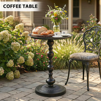 15.4" Round Outdoor Side Table, Tray Top Metal Patio Table, Black Patio Side Tables at Gallery Canada