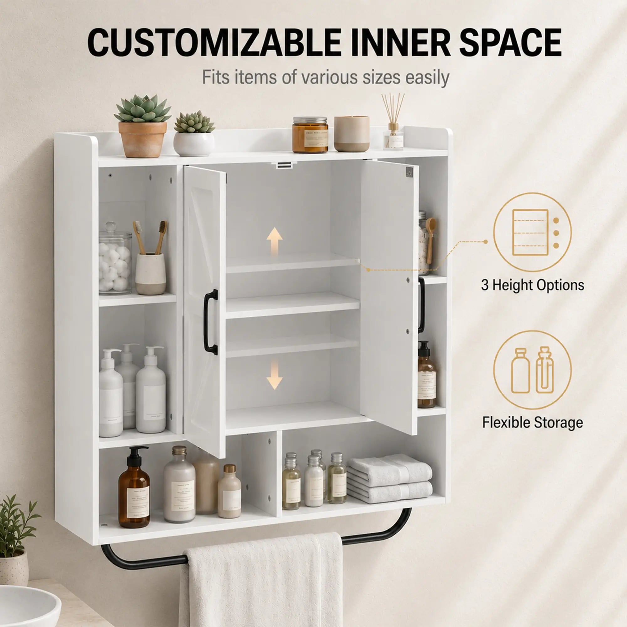 Bathroom Wall Cabinet, Open & Hidden Storage, White Wall Mounted Cabinets at Gallery Canada