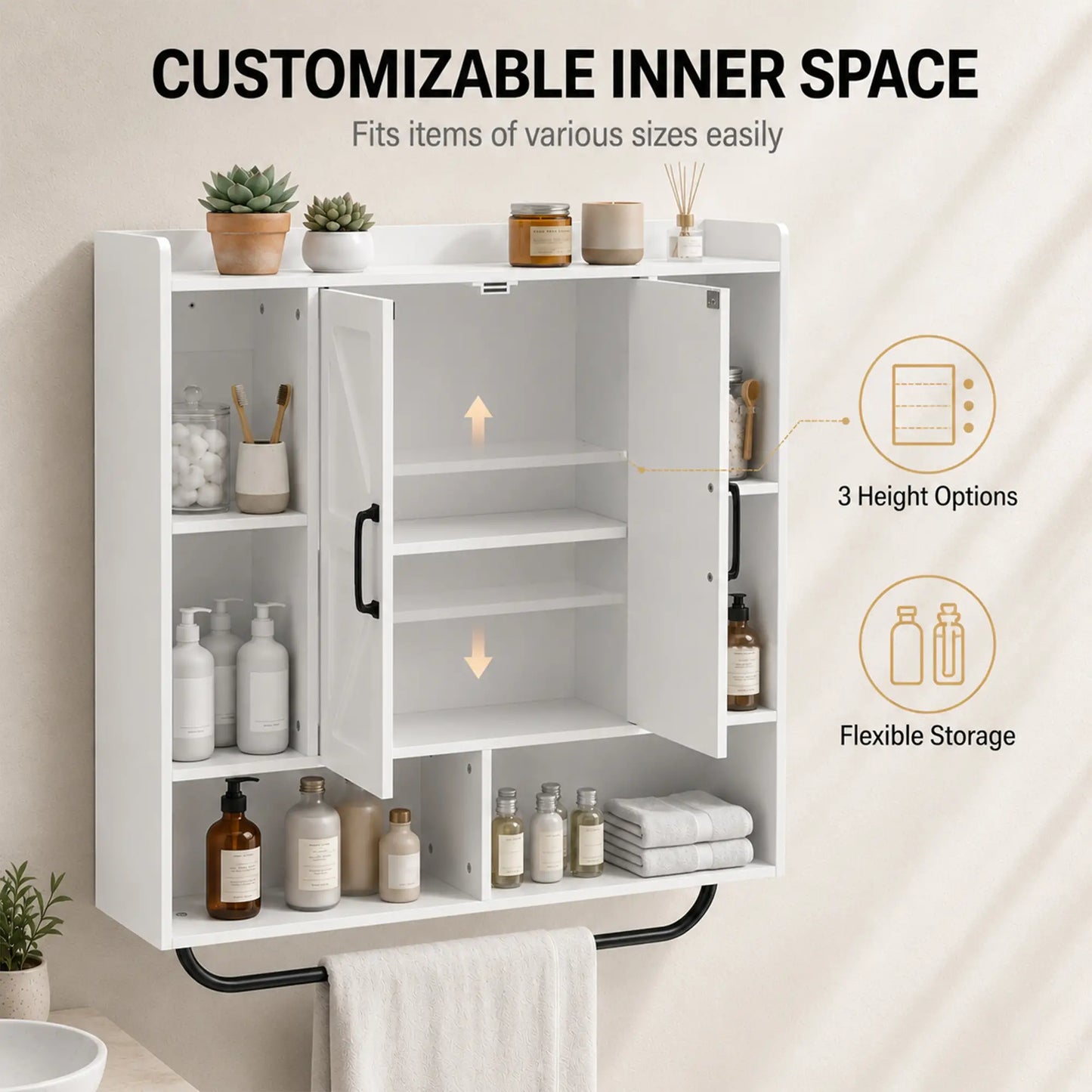 Bathroom Wall Cabinet, Open & Hidden Storage, White Wall Mounted Cabinets at Gallery Canada