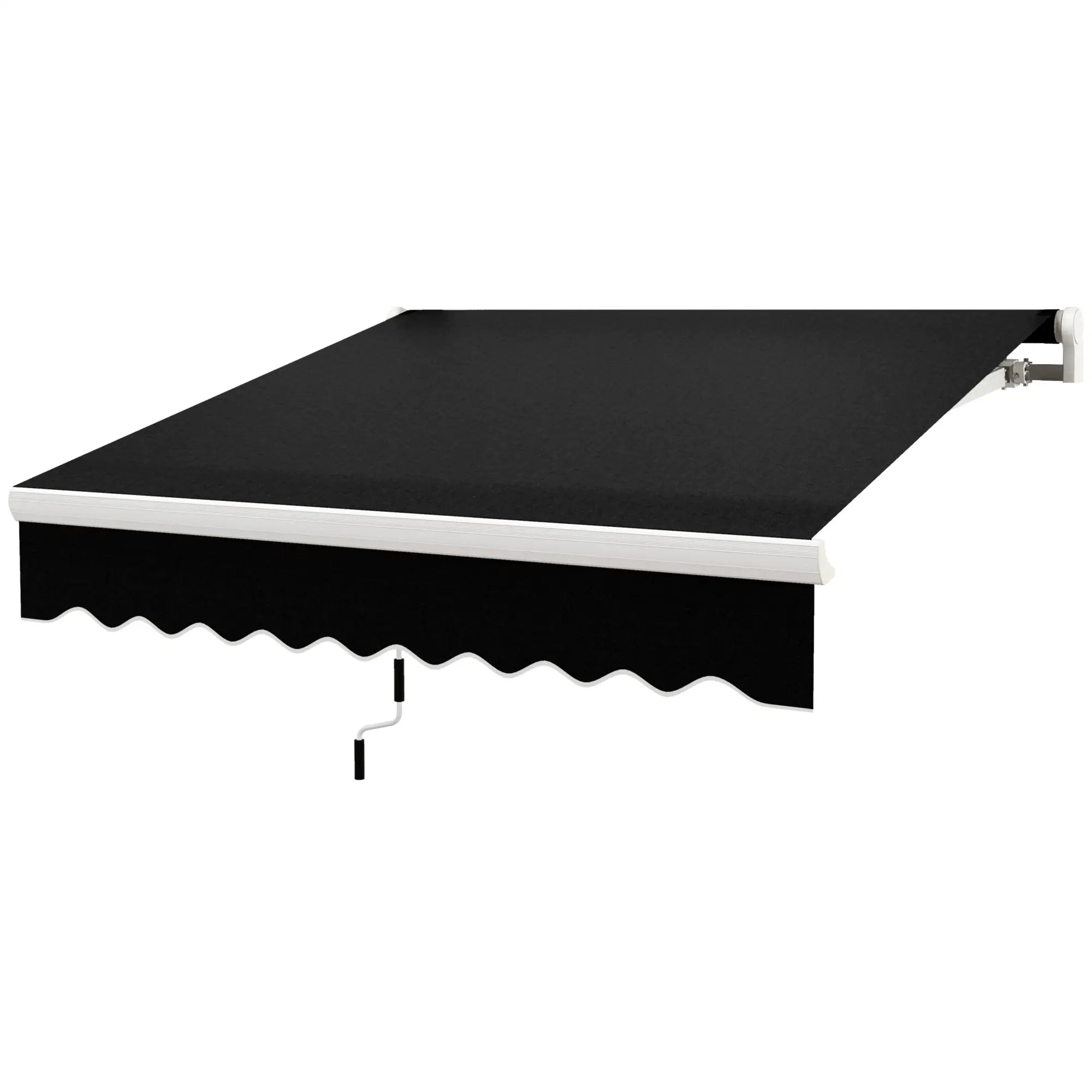 8'x7' Manual Retractable Patio Awning, Sun Shade, Black Door Awnings White Frame, Black Fabric at Gallery Canada