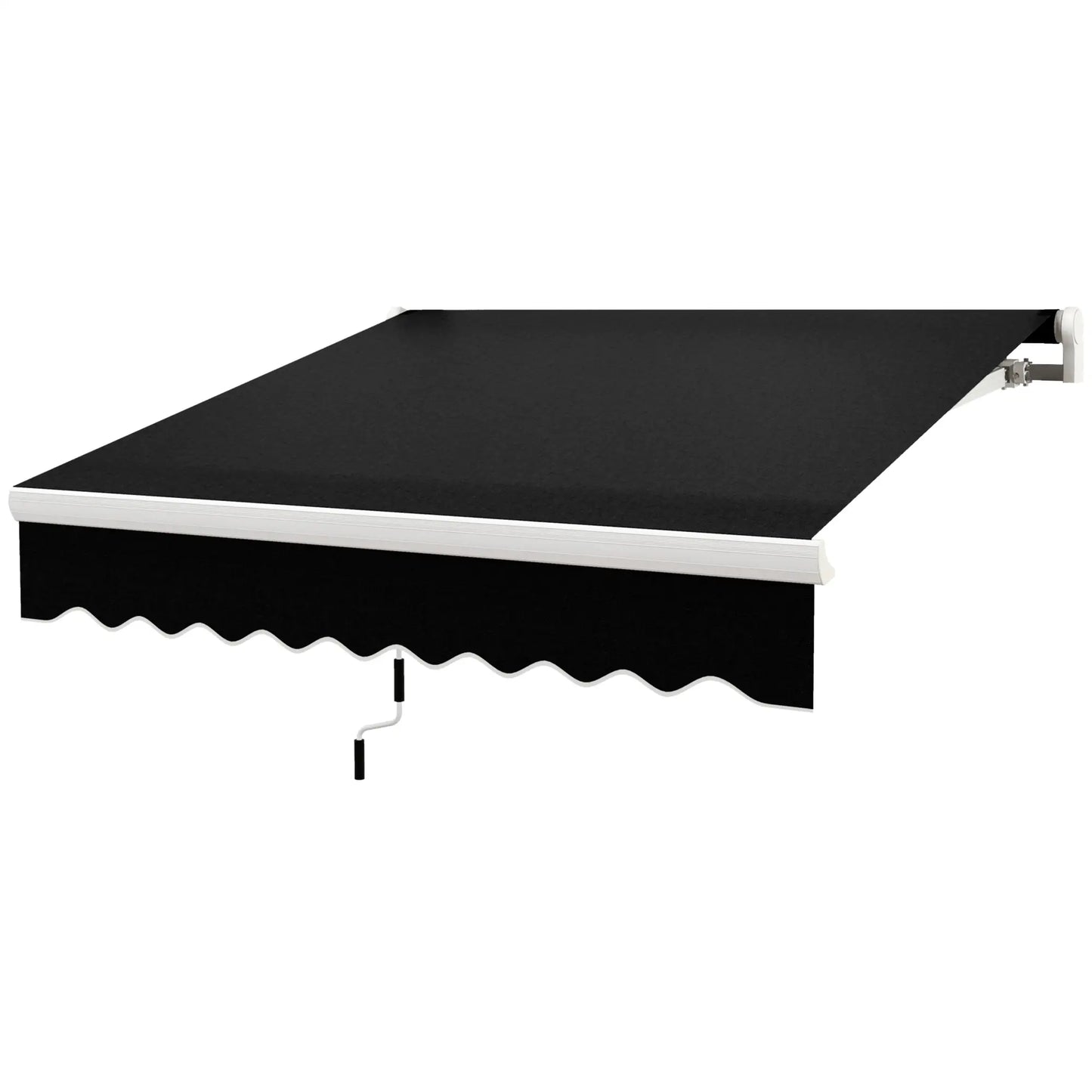 8'x7' Manual Retractable Patio Awning, Sun Shade, Black Door Awnings White Frame, Black Fabric at Gallery Canada
