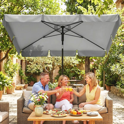 6' x 4' Grey Patio Umbrella, Tilt Crank, Rectangular Outdoor, Grey Sun Umbrellas at Gallery Canada