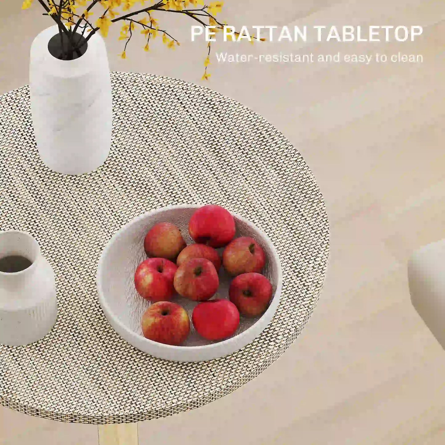 Adjustable Round Bar Table, PE Rattan Top, Steel Base, 2-Person, Grey Bar Tables at Gallery Canada