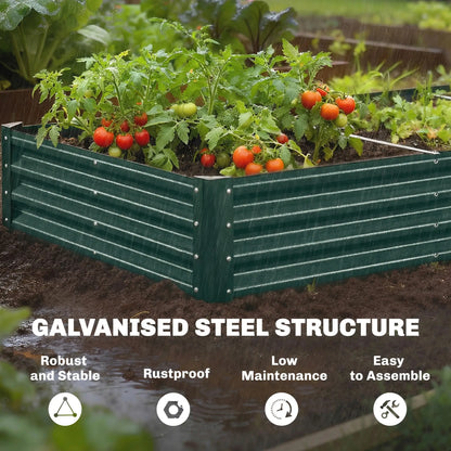 8 x 4 x 1ft Galvanized Raised Garden Bed, Reinforced Outdoor Planter Box, Green Galvanized Planter Boxes at Gallery Canada