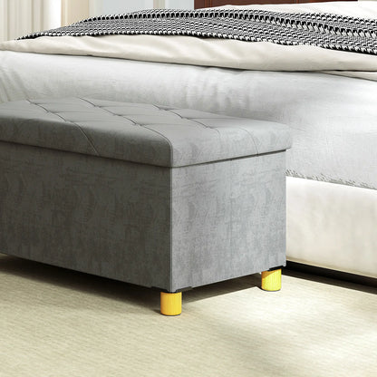 Storage Ottoman Bench, Velvet Upholstered Foldable Footrest, Wood Legs Storage Ottomans & Benches at Gallery Canada
