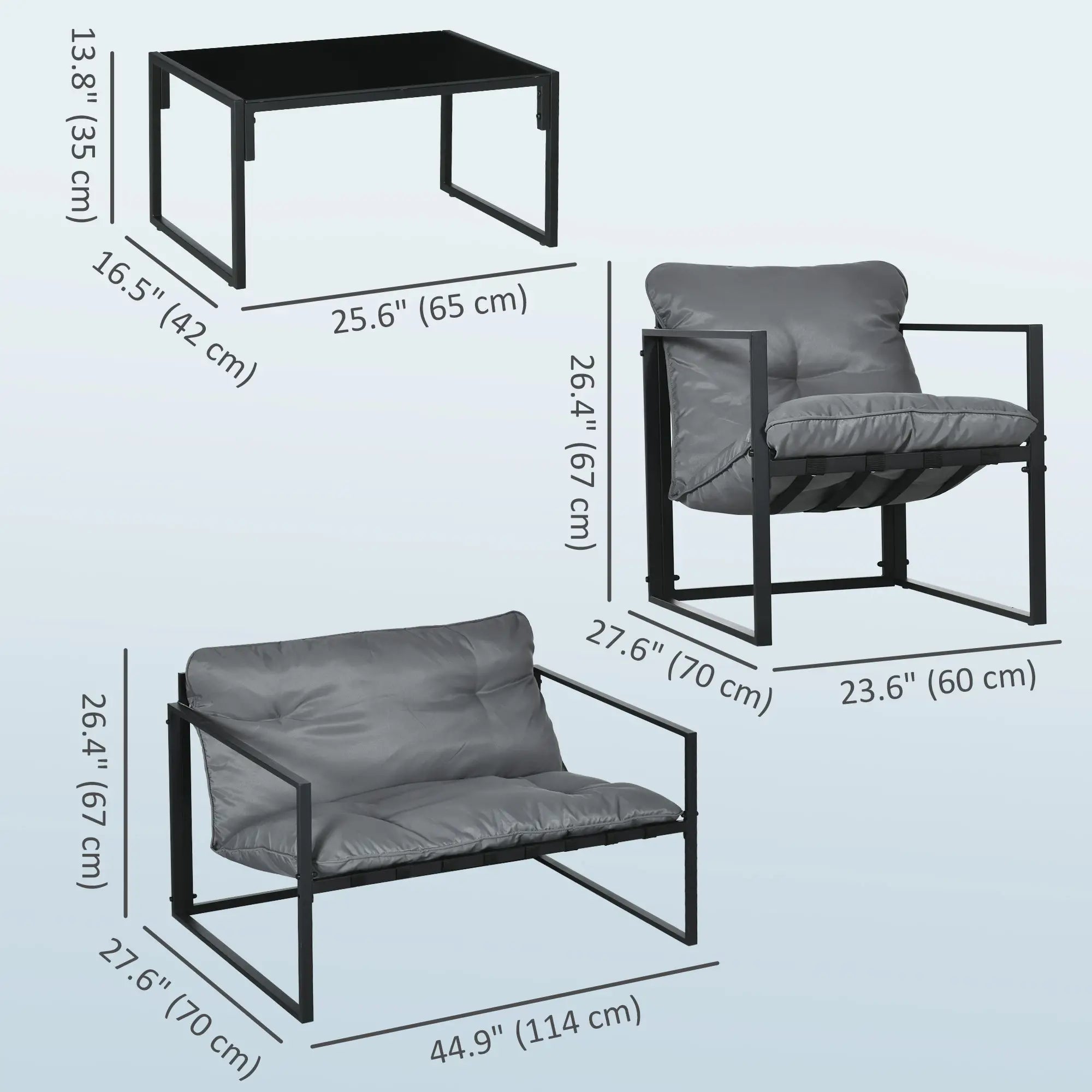 4-Piece Outdoor Furniture Set, Patio Set with Glass Table, Grey Patio Furniture Sets at Gallery Canada