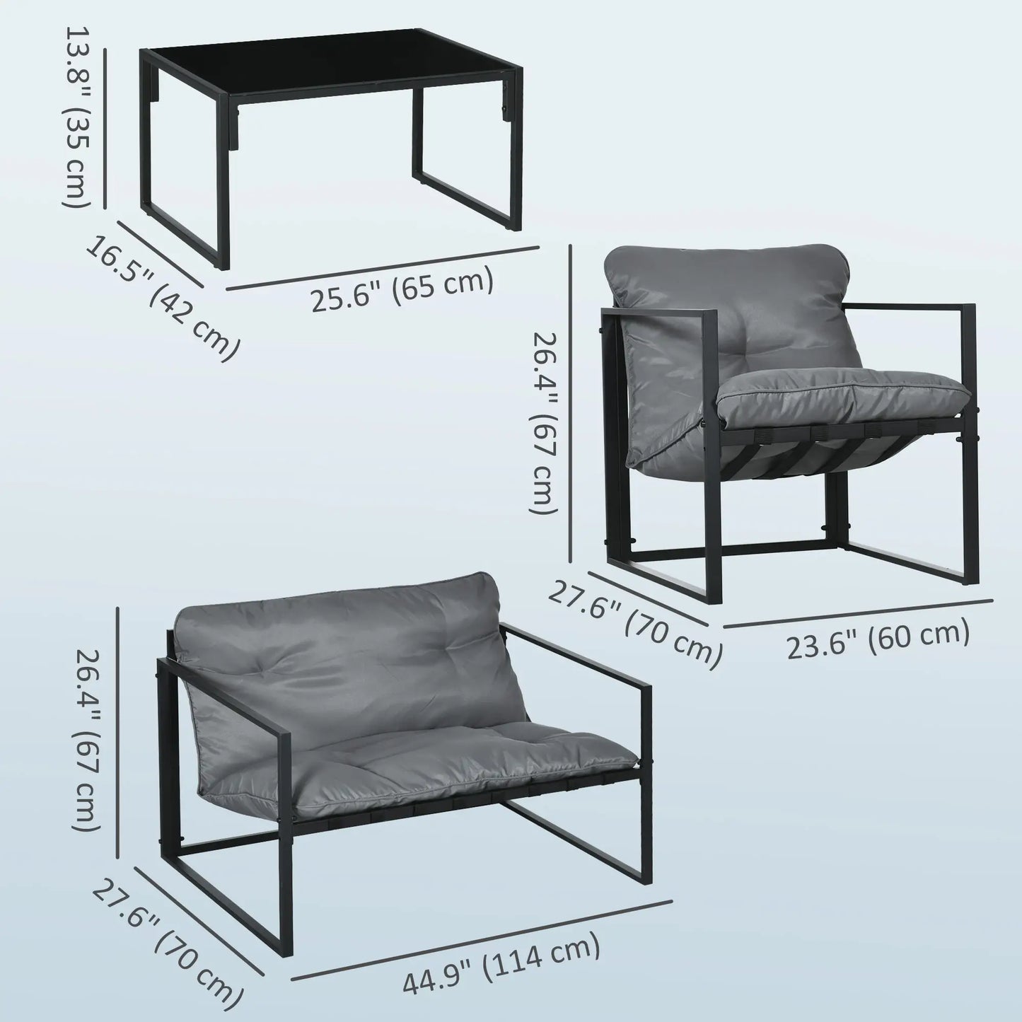 4-Piece Outdoor Furniture Set, Patio Set with Glass Table, Grey Patio Furniture Sets at Gallery Canada