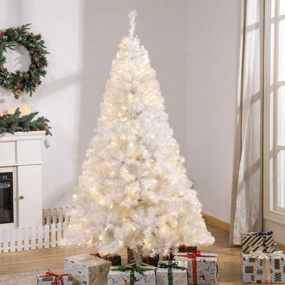 6FT Prelit Artificial Christmas Tree, Warm White LED, Auto Open, White Pre Lit Christmas Trees at Gallery Canada